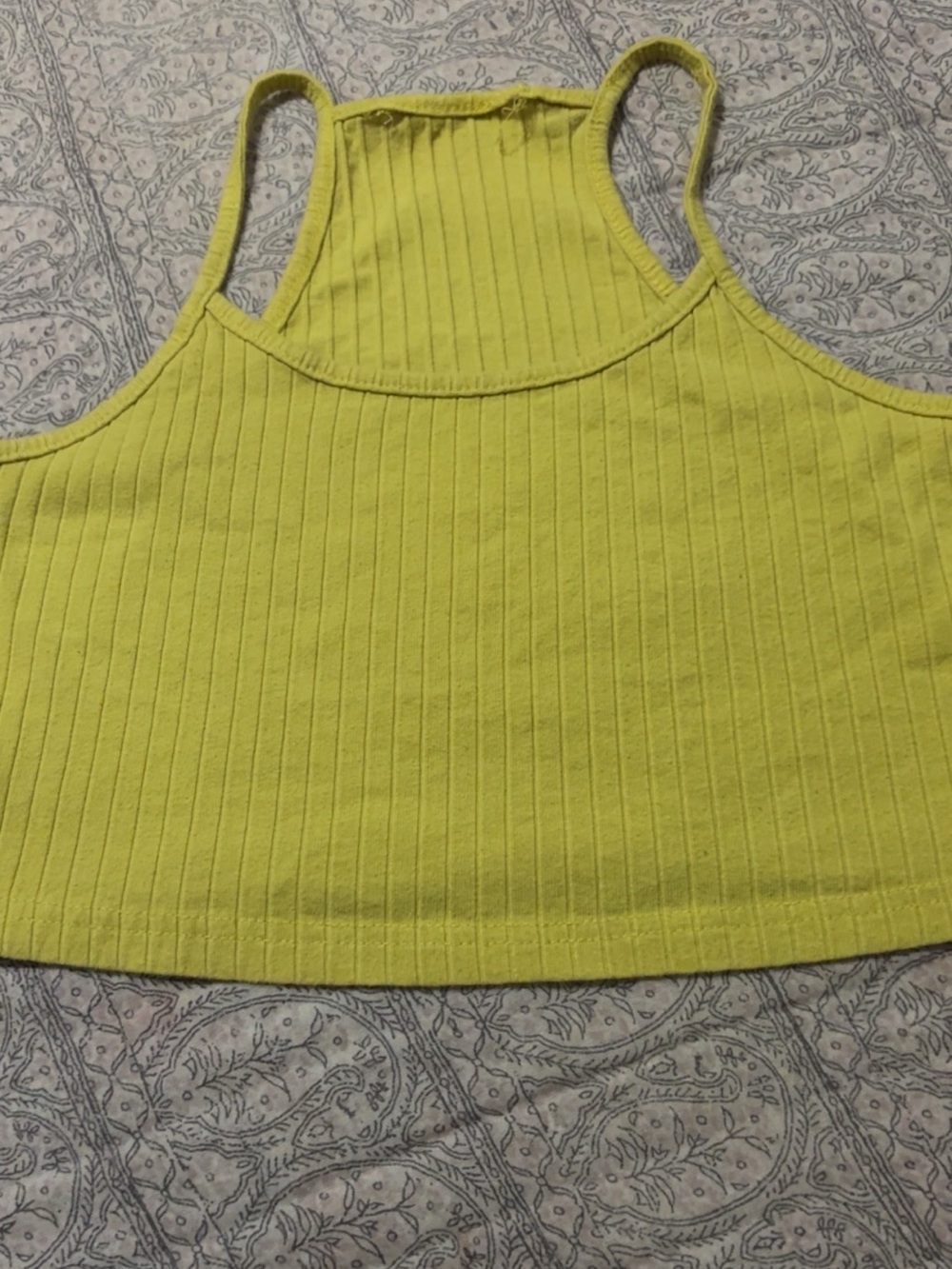 Ribbed Halter Crop Top in Lime